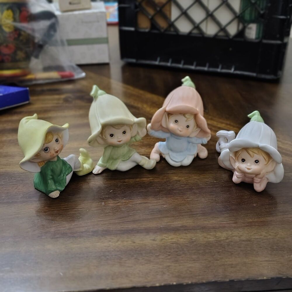 Homco Vintage Set of 4 Pixie Elves Beautiful set of Garden Elves!